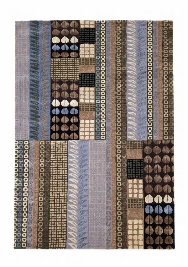 Scandinavian Modernist Stripe Multiblue, Scandinavia (Swedish or Finnish Mid-Century Modern design tradition) bespoke rug, in slate blue, Wool, 91 × 152 cm (3'0" × 5'0"), Nasim Carpets Malaysia
